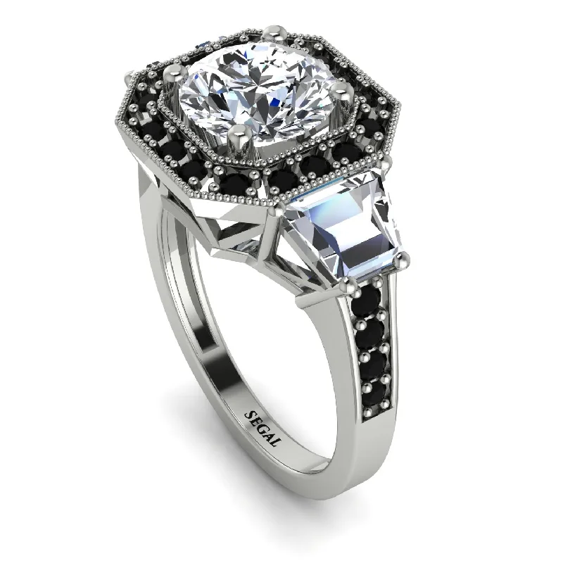 affordable custom ladies engagement rings-Modern Halo Princess Cut Diamond Stone Engagement Ring - Doris No. 33