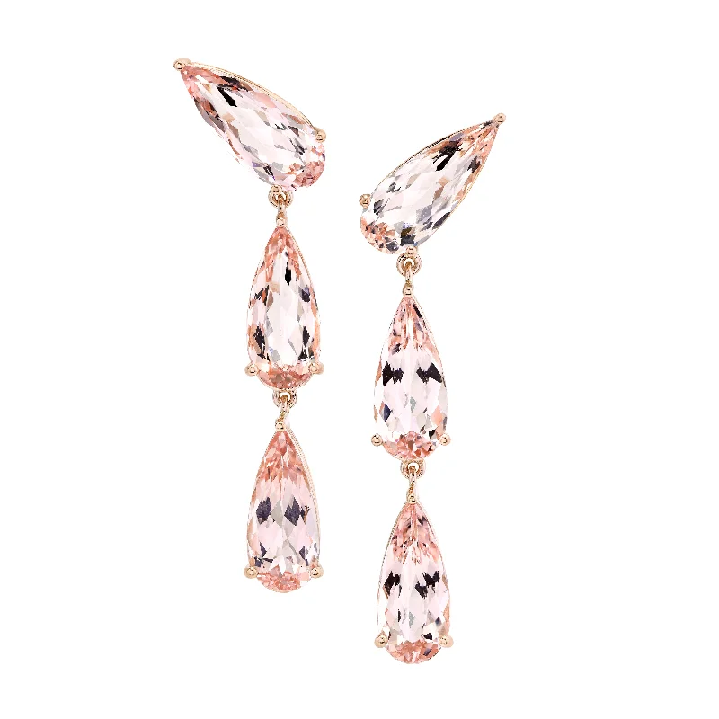 ladies colorful earrings-Morganite Teardrop Earrings