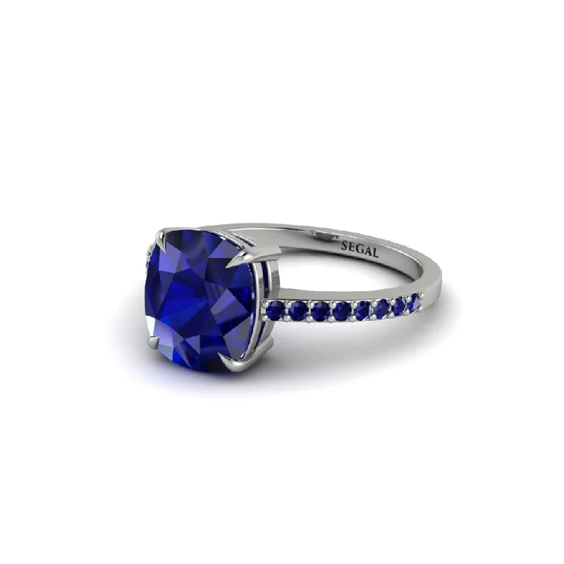 elegant vintage ladies engagement rings-Gold Handmade Cushion Cut Sapphire Engagement Ring - Whitney No. 75