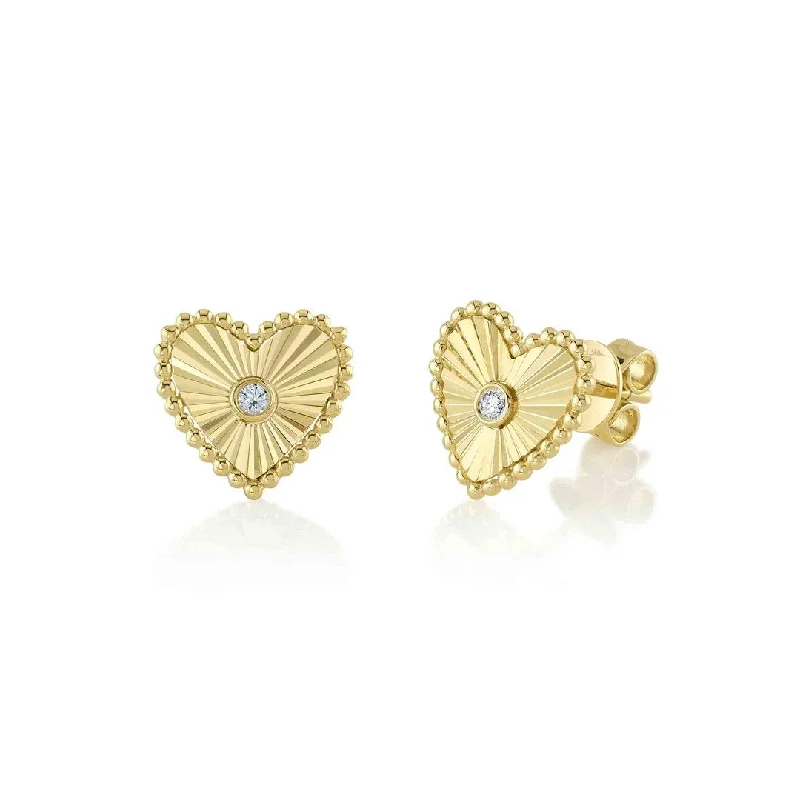 ladies minimalist hoop earrings-0.04 ctw Diamond Heart Earrings