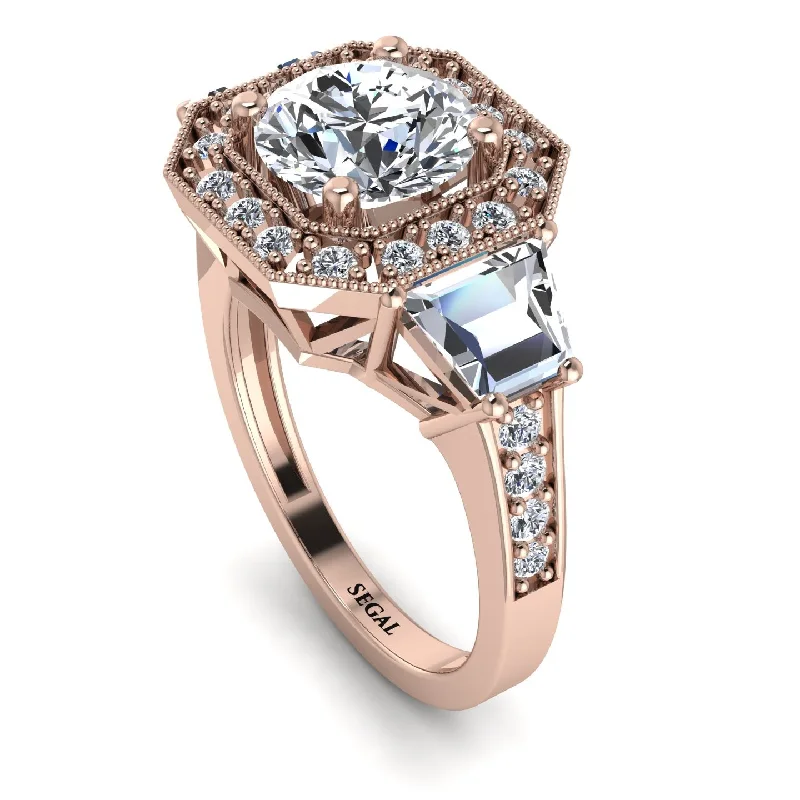 unique ladies engagement rings-Modern Halo Princess Cut Diamond Stone Engagement Ring - Doris No. 2