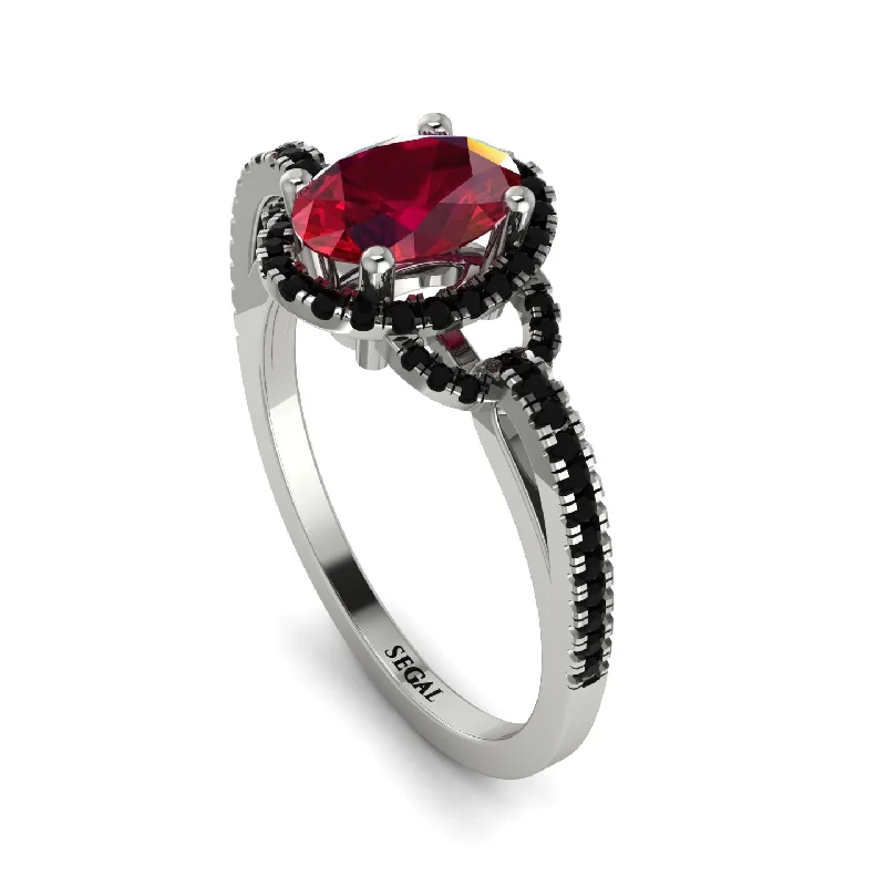 unique solitaire ladies engagement rings-Timeless Beauty Oval Ruby Engagement Ring - Judy No. 42