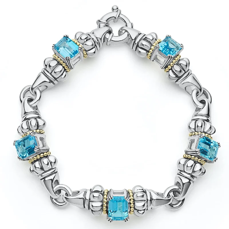 ladies cuff bracelet sets-Glacier Classic Swiss Blue Topaz Bracelet