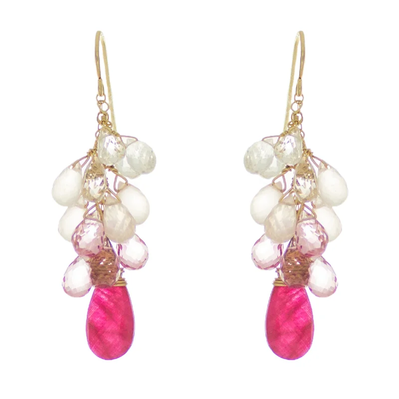 ladies floral stud earrings-French Pink  Drop Earrings