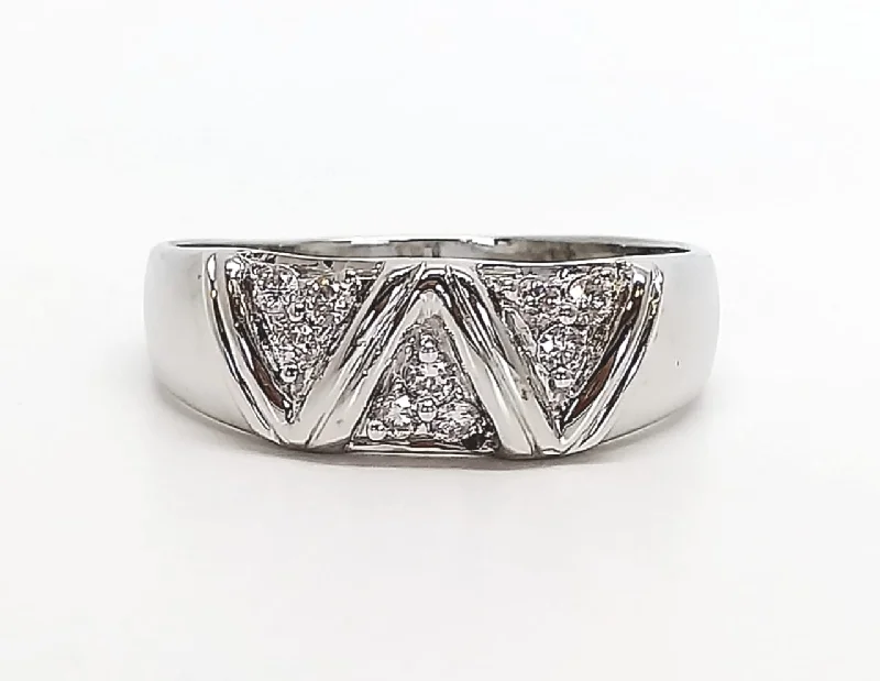 ladies geometric rings-Starlight Band in Diamond 14K White Gold