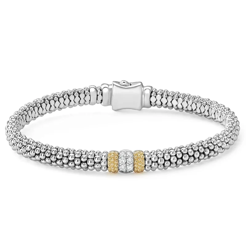 ladies wrap-around bracelets-Caviar Lux Single Station Diamond Caviar Bracelet | 6mm