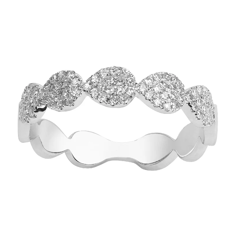 ladies thin rings-14K White Gold Diamond Ring