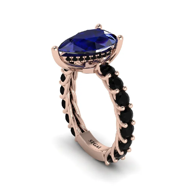 unique solitaire ladies engagement rings-14K Gold Pear-Shaped Sapphire Engagement Ring - Raquel No. 44