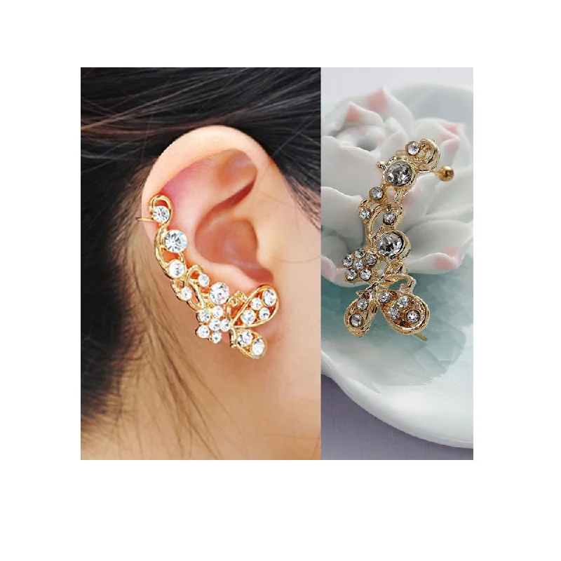 ladies sparkling earrings-Sexy Sparkles Ear Cuffs Clip Wrap Earrings Stud Wrap Earrings Earrings Cuffs For Women And Girls Clip On The Ears