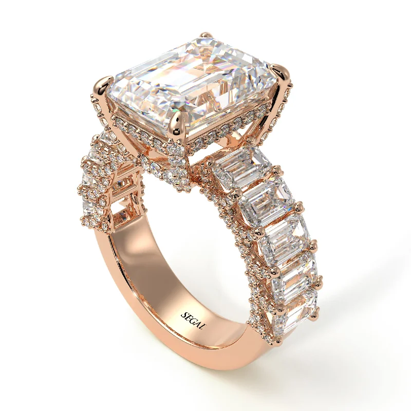 vintage-inspired ladies engagement rings-Luxury Emerald Cut Diamond Engagement Ring - Nadia No. 2