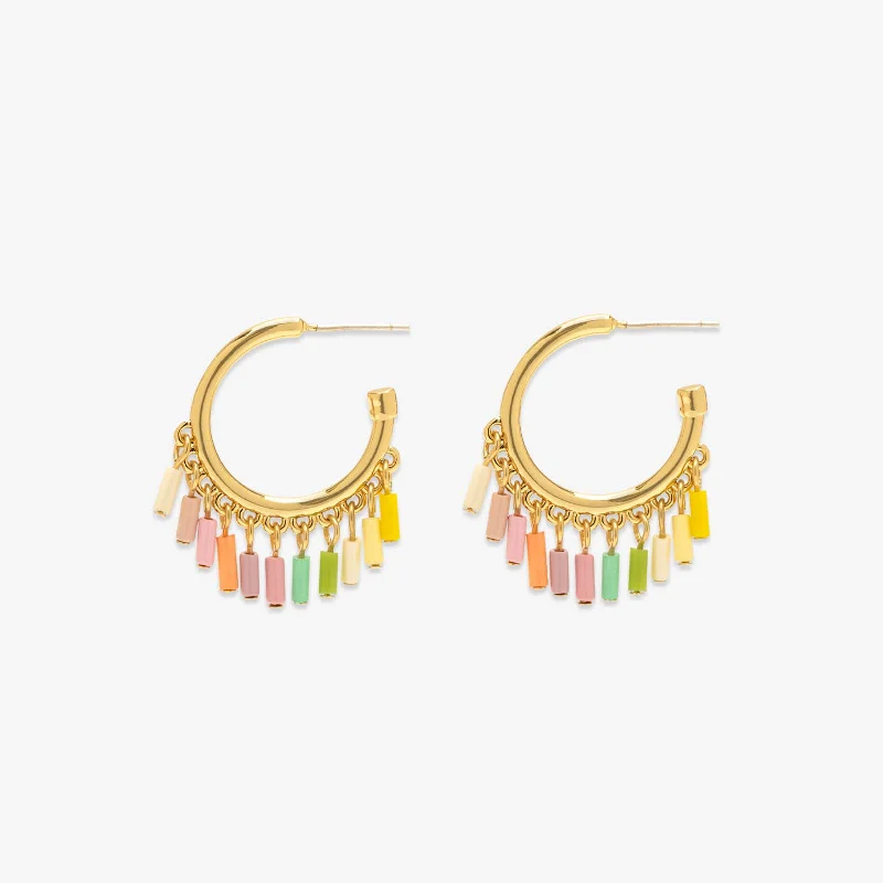 ladies wedding earrings-Ombre Enamel Hoop Earrings