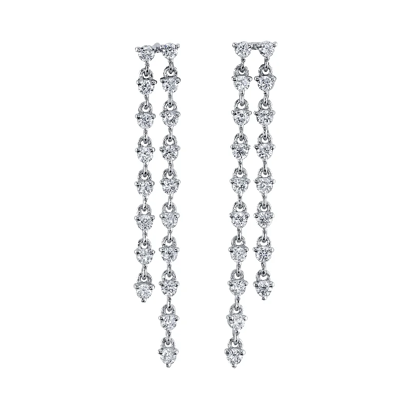 ladies silver earrings for wedding-Raindrop Diamond Earrings, Pair