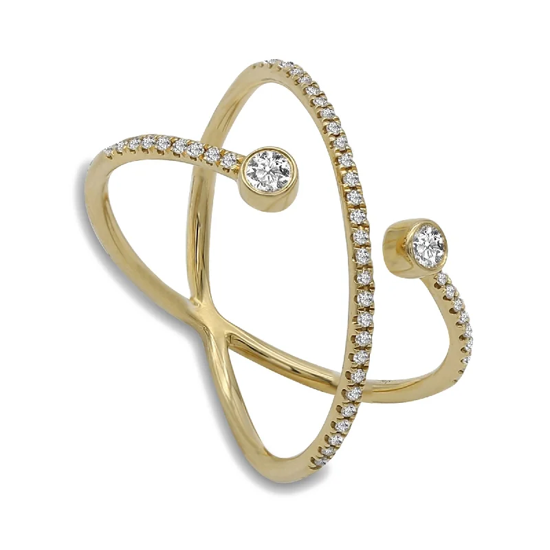 ladies delicate rings-Minimalist 0.24 CT Twisting Diamond Ring in 14k Yellow Gold