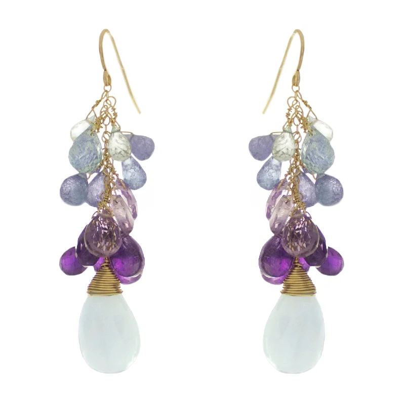 ladies pearl drop earrings-Ultraviolet  Drop Earrings