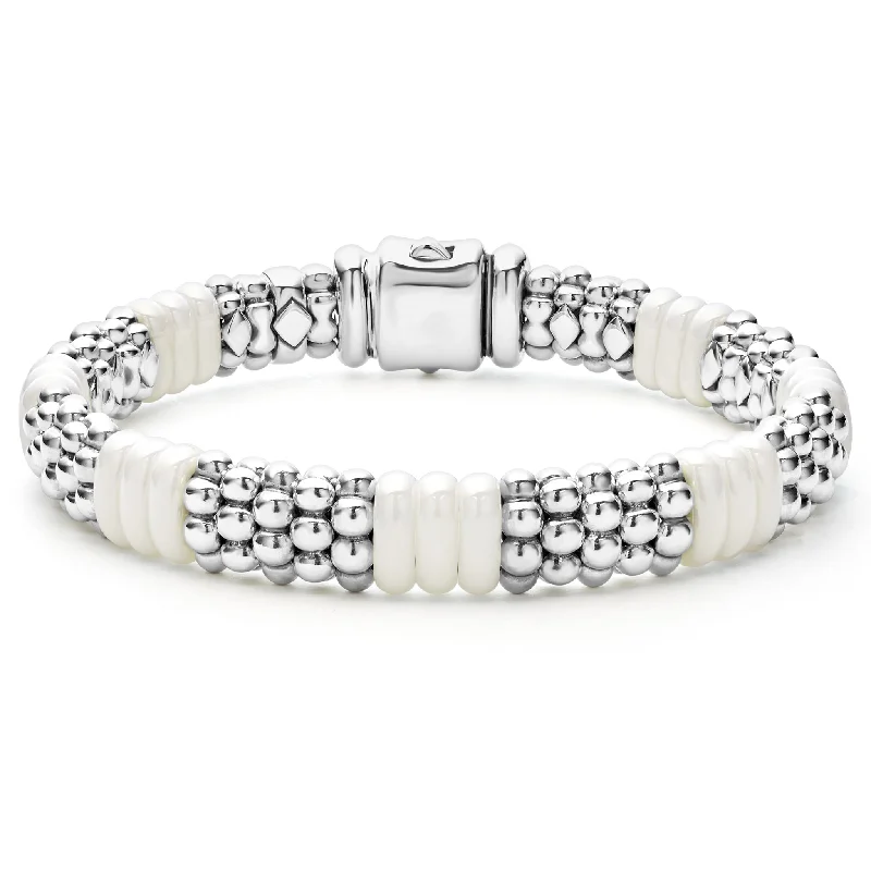 ladies luxury bangles-White Caviar Ceramic Caviar Beaded Bracelet | 9mm