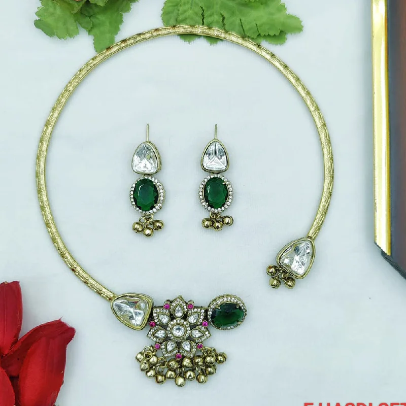 ladies long statement necklaces-Fancyla Gold Plated Austrian Stone Necklace Set