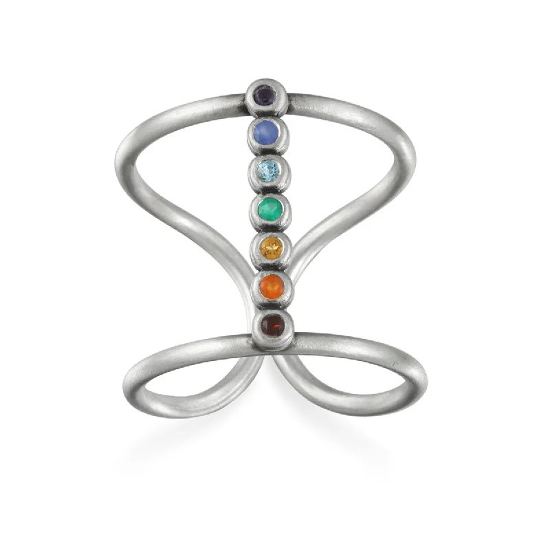 ladies chic rings-Divine Alignment Silver Chakra Ring