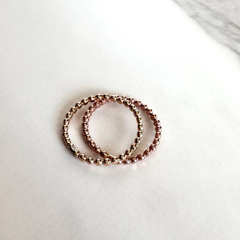 ladies everyday rings-Beaded 14kt Gold-Filled Stacking Ring