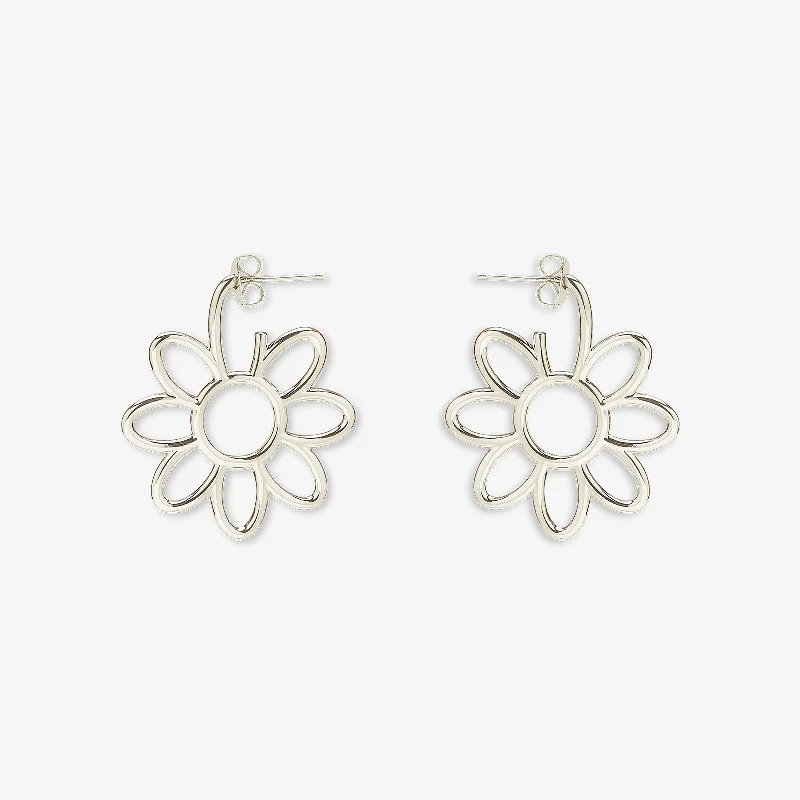 ladies statement earrings-Oversized Daisy Hoop Earrings