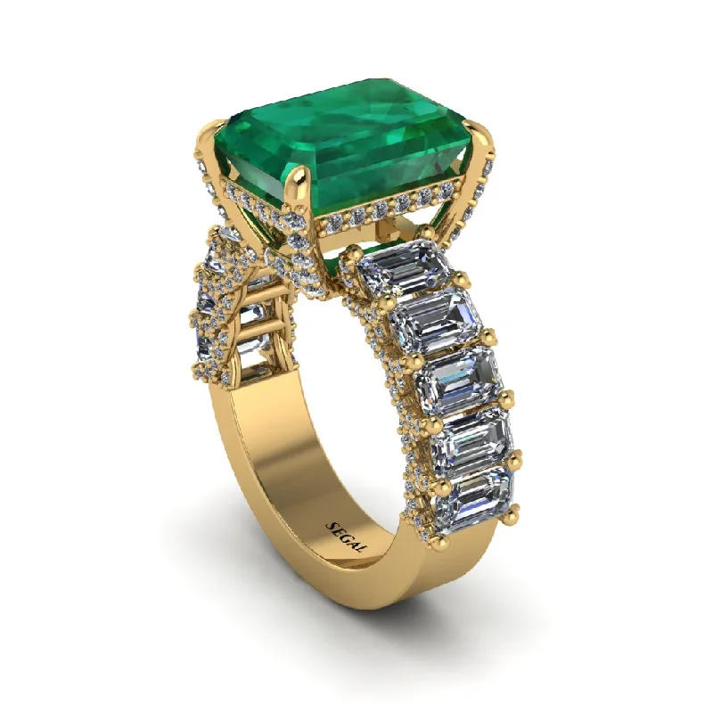 two-tone ladies engagement rings-Luxury Emerald Cut Emerald Engagement Ring - Nadia No. 4