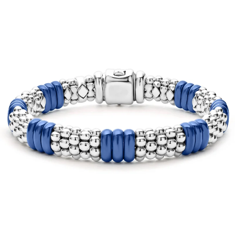 ladies elegant charm bangles-Blue Caviar Ceramic Caviar Beaded Bracelet | 9mm