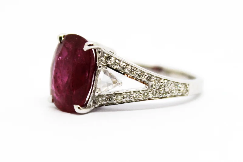 ladies alternative wedding rings-RUBY & TRILLION ROSE CUT DIAMOND RING AD NO.1650