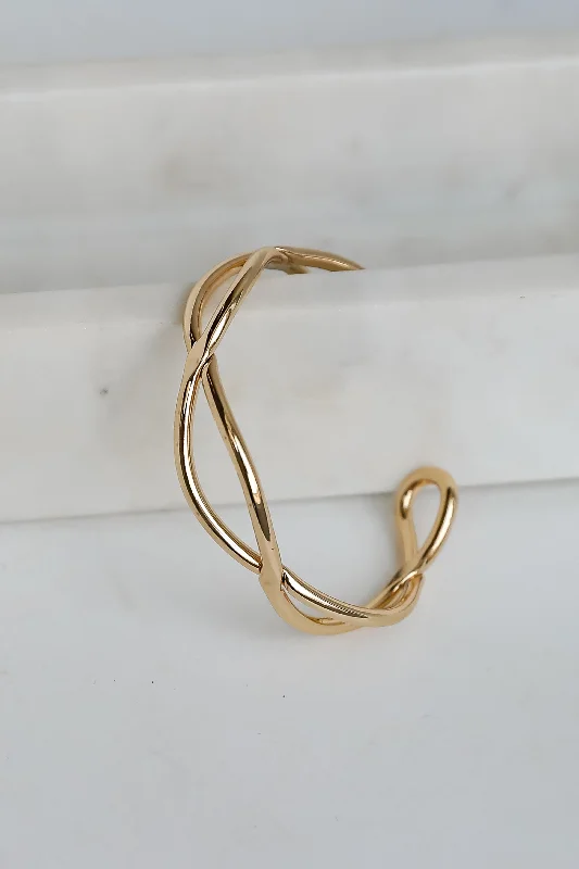 ladies textured bracelets-Hannah Gold Cuff Bracelet