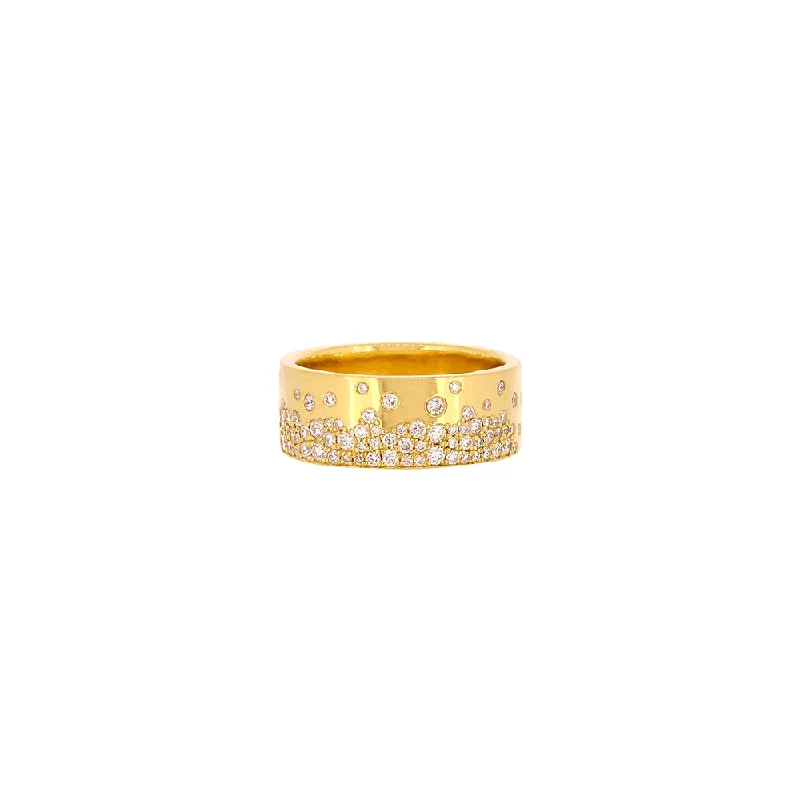 ladies anniversary rings-18 Karat Yellow Gold Sprinkled Diamond Band