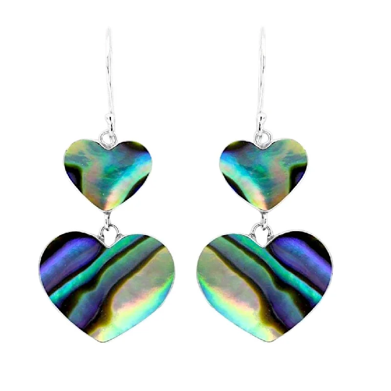 ladies gold hoop earrings-Love Hearts Abalone Earrings