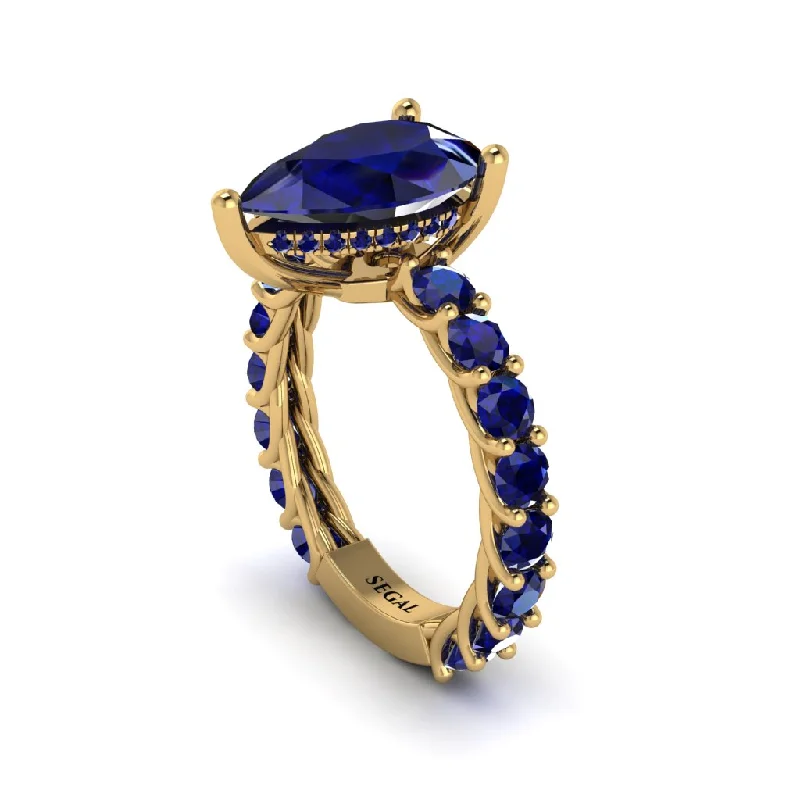 affordable engagement rings for ladies with diamonds-14K Gold Pear-Shaped Sapphire Engagement Ring - Raquel No. 73