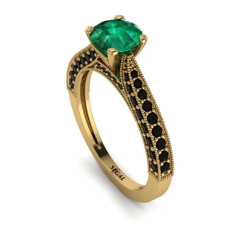 one-of-a-kind ladies engagement rings-Classic Vintage Emerald Engagement Ring - Kathryn No. 34