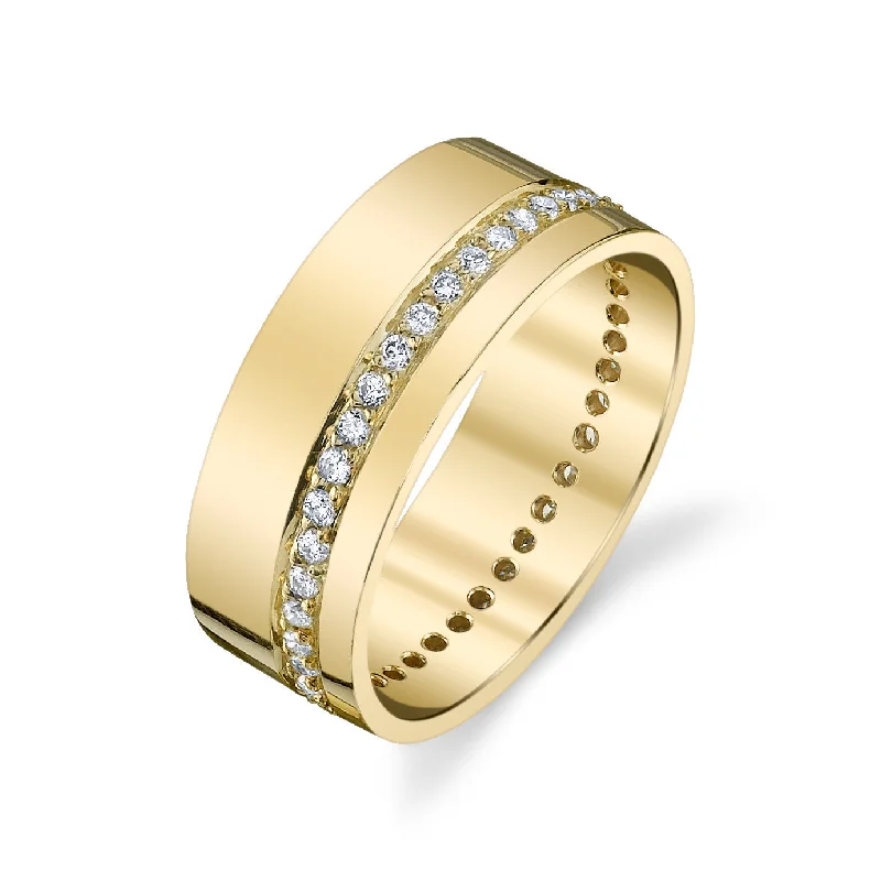 ladies pearl rings-Pave Diamond Cigar Band Ring