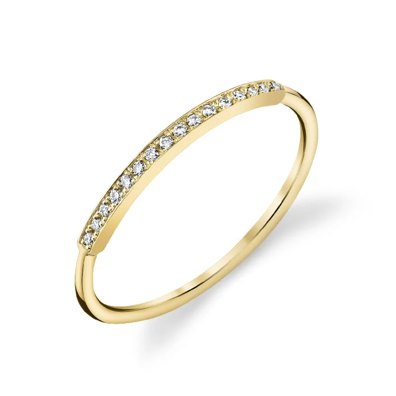 ladies bold rings-Pave Top Bar Ring