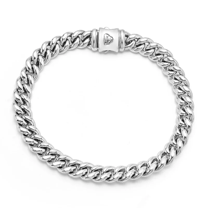 ladies custom bangles-Anthem Silver Curb Chain Bracelet | 8mm