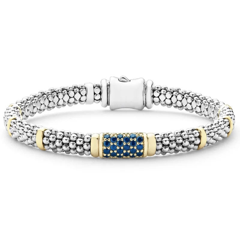 ladies gemstone bracelets-Signature Caviar Blue Sapphire Caviar Bracelet | 6mm