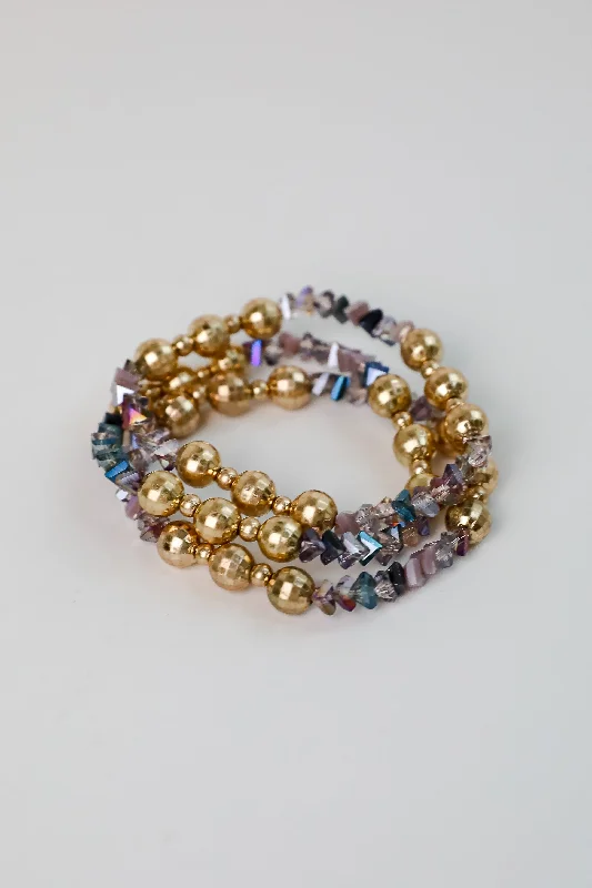 ladies casual bracelets-Alisha Gold Beaded Bracelet Set