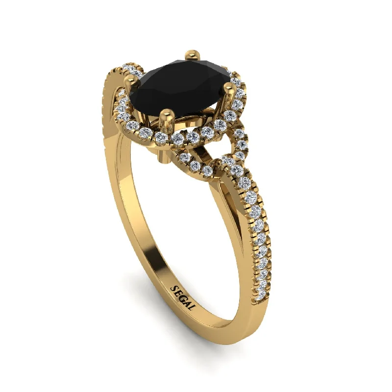 two-tone ladies engagement rings-Timeless Beauty Oval Black Diamond Engagement Ring - Judy No. 7