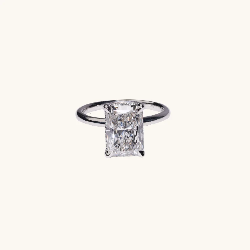 elegant ladies engagement rings-3.55 Radiant Lab Diamond Engagement Ring with Hidden Halo