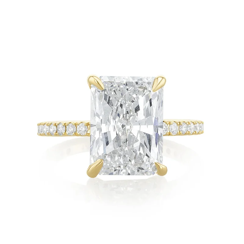 ladies signet rings-5.01 Carat Radiant Lab Grown Diamond Ring in 14K Yellow Gold