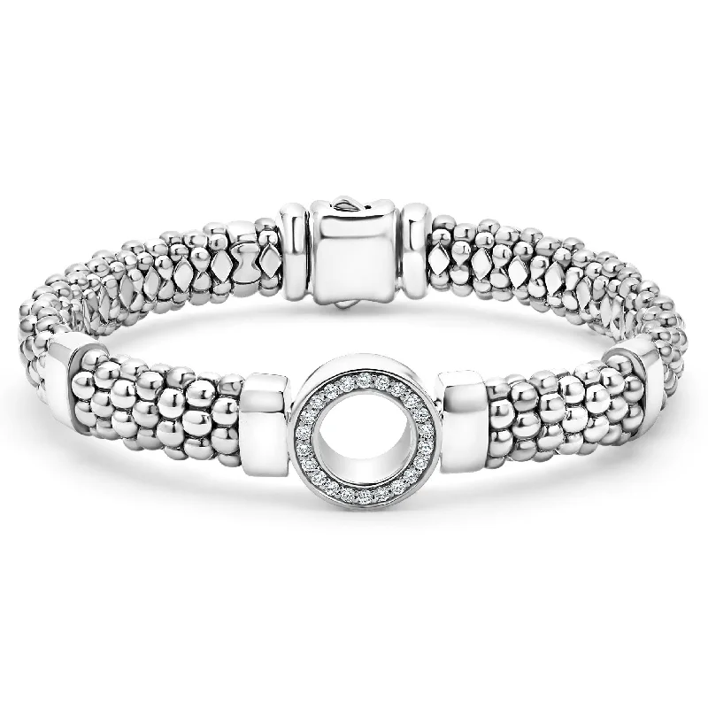 ladies cuff bracelets-Caviar Spark Single Station Diamond Circle Caviar Bracelet | 9mm