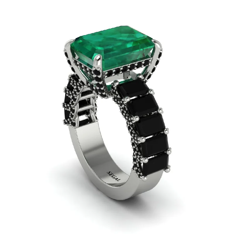 gold ladies engagement rings-Luxury Emerald Cut Emerald Engagement Ring - Nadia No. 36