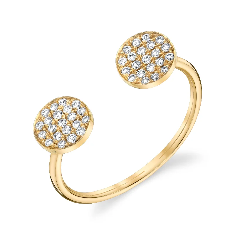 ladies ruby rings-Pave Double Disc Ring