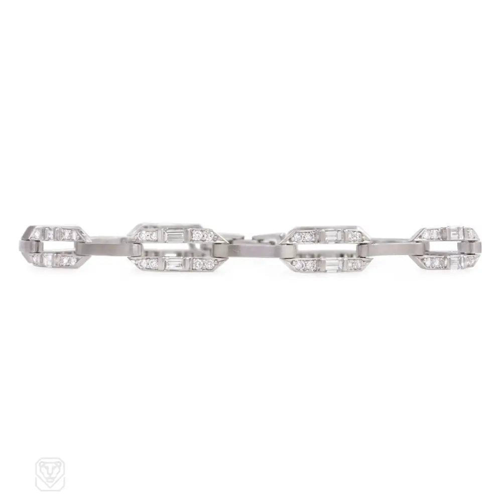 ladies sparkling charm bracelets-Platinum and diamond simple link bracelet