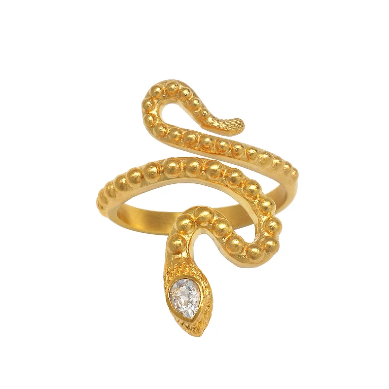 ladies cross rings-Beauty is Timeless Snake Adjustable Ring