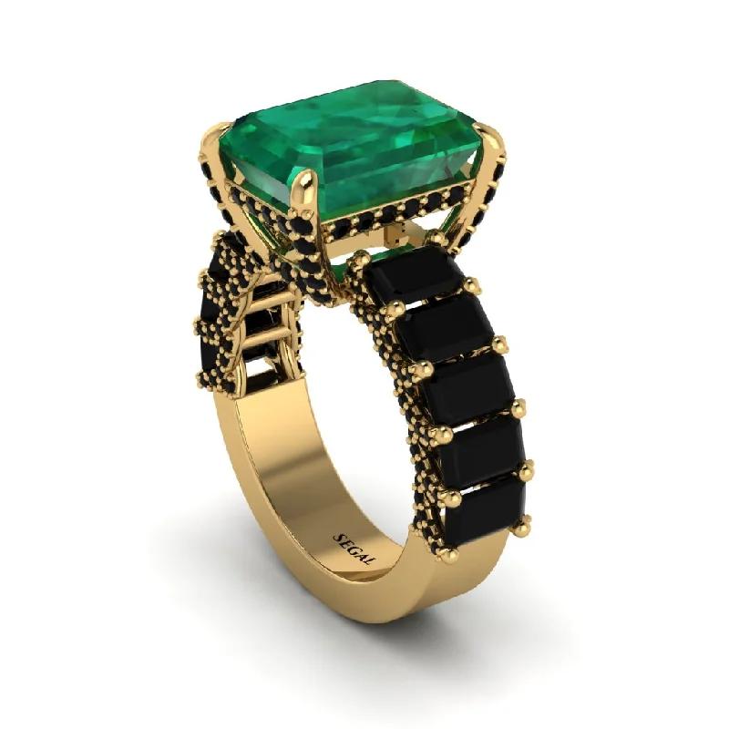 diamond ladies engagement rings-Luxury Emerald Cut Emerald Engagement Ring - Nadia No. 34