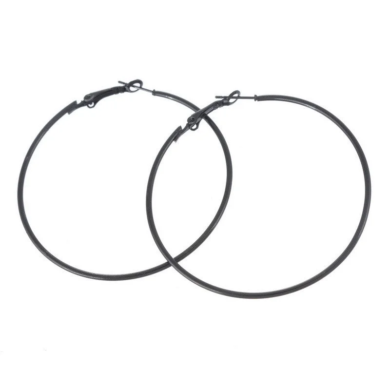 ladies elegant hoop earrings-Black Hoop Earrings for Women Teen Girls (2 4/8")