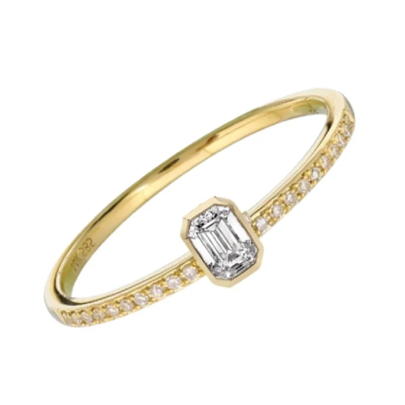 ladies ruby rings-Gemstone Center Diamond Band Ring