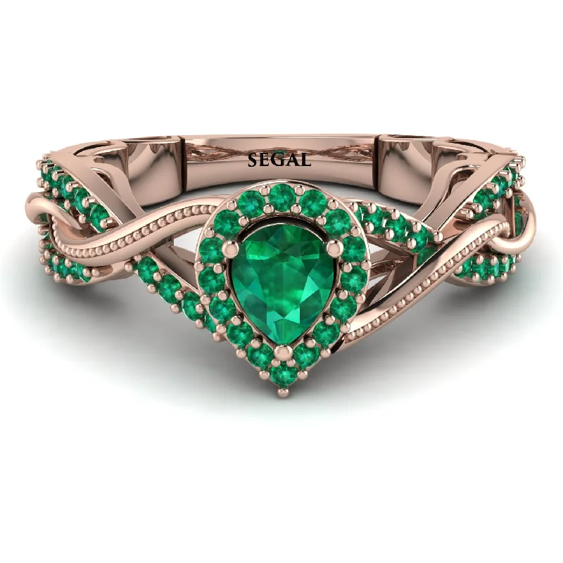 stunning ladies engagement rings-Infinity Inspired Halo Emerald Engagement Ring - Teresa No. 20