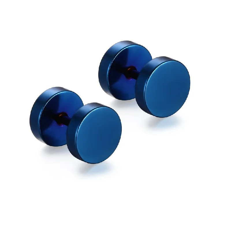 ladies diamond drop earrings-Sexy Sparkles Jewelry Stainless Steel Mens Womens Blue Stud Earrings Ear Plugs Tunnel