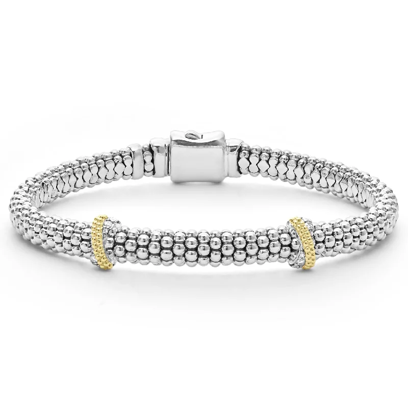 ladies bold bangles-Caviar Lux Double X Caviar Diamond Bracelet | 6mm